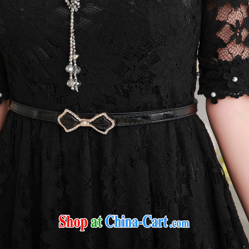Constitution, 2015 new spring 3-Piece fat sister Korean female fashion only lace beauty charm, long dresses lady OL cuff in black skirt large XL 4 160 - 175 jack, constitution, and shopping on the Internet