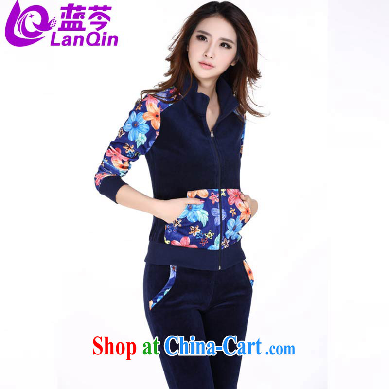 The Superintendent fall and winter sport and leisure package female velvet stamp female beauty graphics thin, Yi Korean girl with light sapphire blue XL, the Superintendent (lanqin), online shopping