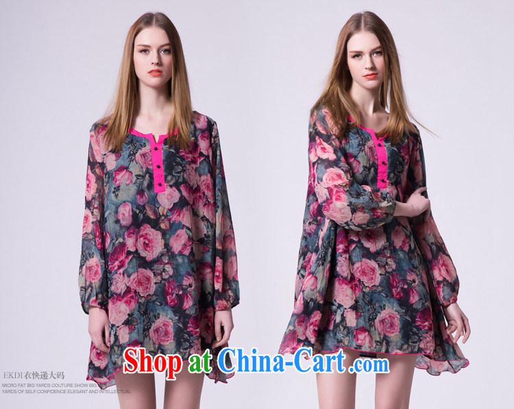 Yi express luxury in Europe and the Code women mm thick 2015 new stylish floral shirt skirt 100 ground T-shirt E 2260 dark green 5 XL pictures, price, brand platters! Elections are good character, the national distribution, so why buy now enjoy more preferential! Health
