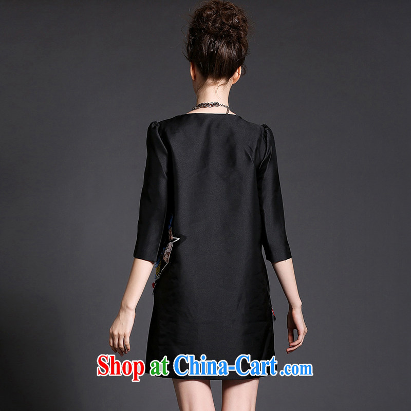 The Connie was a high-end European and American original style embroidered dresses 2015 new spring is the XL ladies 200 Jack video thin short skirt G 1569 black XXXXL, Anne's dream, shopping on the Internet
