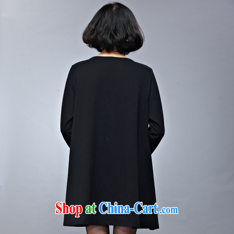 1000 double Yi Su-larger dresses spring new thick mm new and indeed intensify a cartoon, loose, long T-shirt C 1028 black XL, 1000 double coat, and the show, and shopping on the Internet