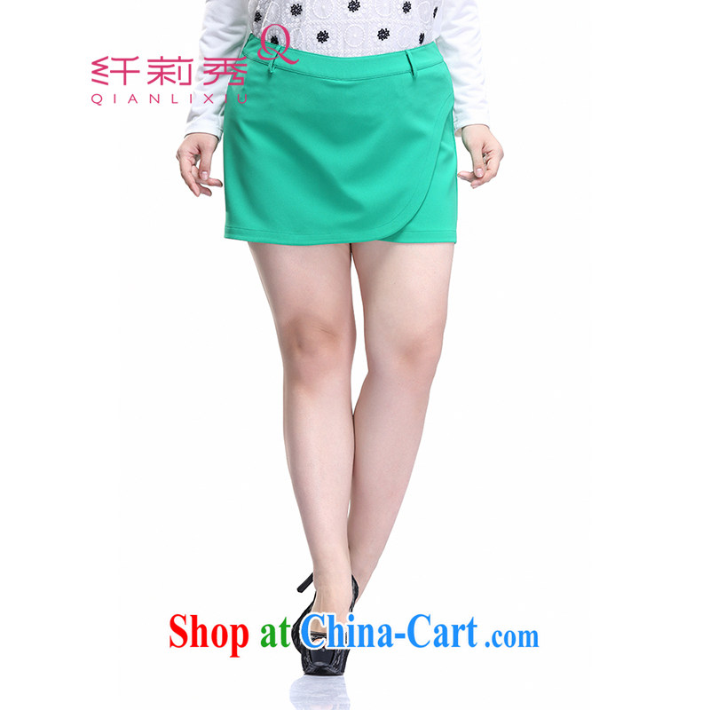 Slim LI Sau 2015 spring and summer with new, larger female Korean hip graphics thin shorts winter skirt skirt pants Q 7918 green 5 XL