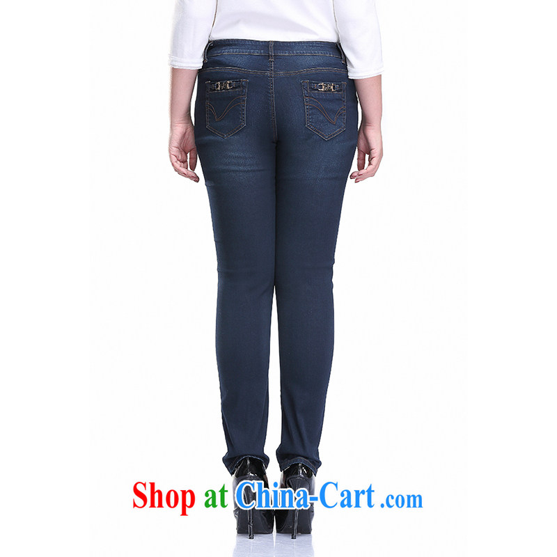 Slim LI Sau 2015 spring new, larger female in short about 100 ground reference and Video thin waist in castor jeans pants Q 7017 cowboy blue 3 XL, slim Li-su, and Internet shopping