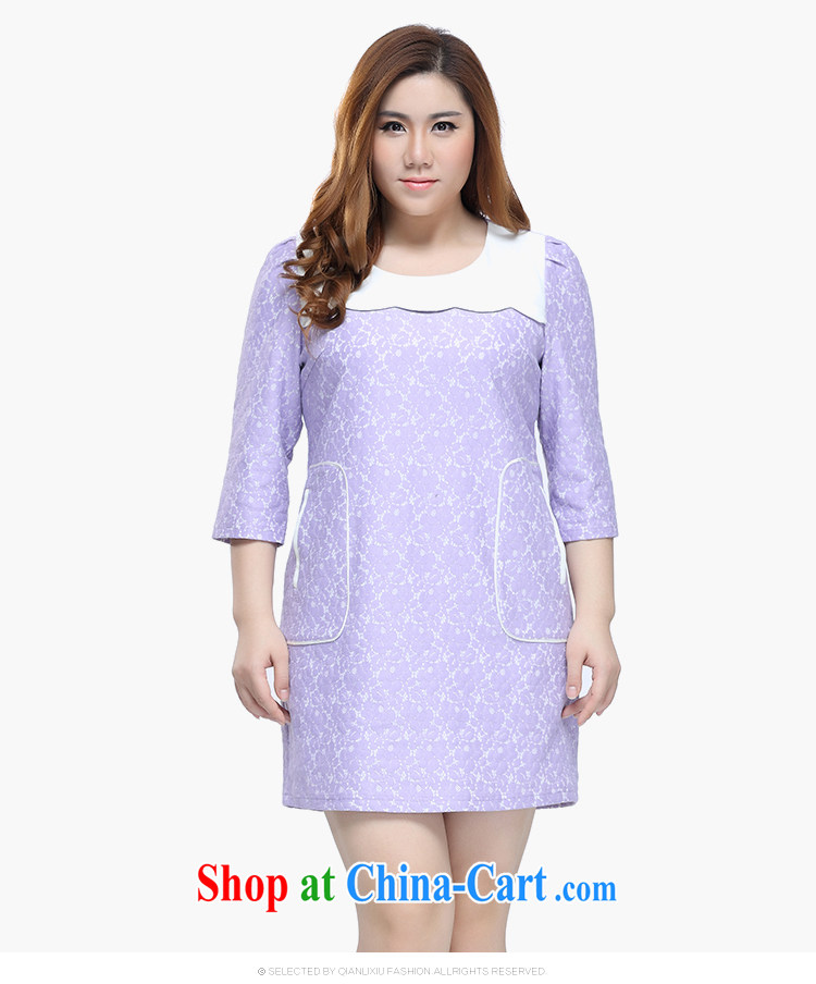 Slim LI Sau 2015 spring and summer new, larger female fresh sweet knocked color stitching 7 cuff lace dresses Q 7051 blue 4 XL pictures, price, brand platters! Elections are good character, the national distribution, so why buy now enjoy more preferential! Health