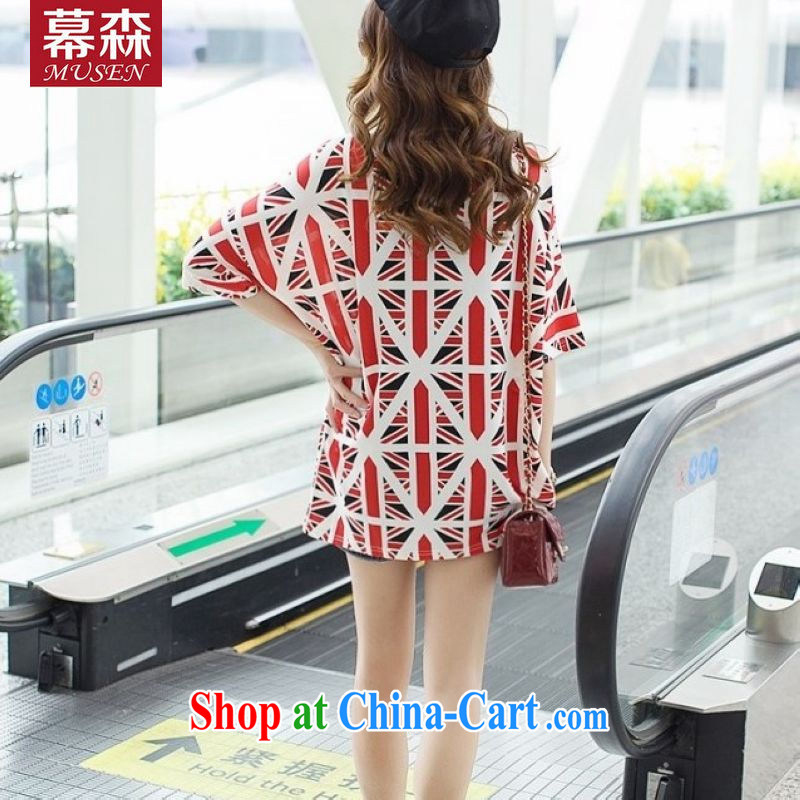 The sum 2015 summer Women's edition loose the code 100 hem the British flag in loose cuff pocket, long, large code T pension 200 jack to wear picture color code, the sum, and, on-line shopping