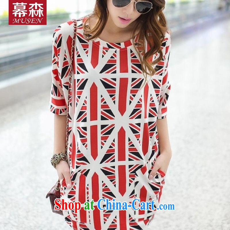 The sum 2015 summer Women's edition loose the code 100 hem the British flag in loose cuff pocket, long, large code T pension 200 jack to wear picture color code, the sum, and, on-line shopping