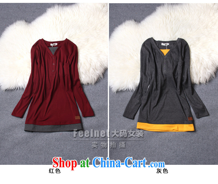 feelnet larger women 2015 spring video thin thick mm long-sleeved T-shirt for 100 Korean large code T pension 2224. Big Red code 6 XL pictures, price, brand platters! Elections are good character, the national distribution, so why buy now enjoy more preferential! Health