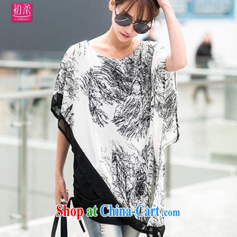 Flexible early summer 2015 women with large, geometric-shaped stamp duty leave two rules angled stitching 100 hem, long, thick MMT pension 200 jack can be white L early, Sophie (CHUROU), online shopping