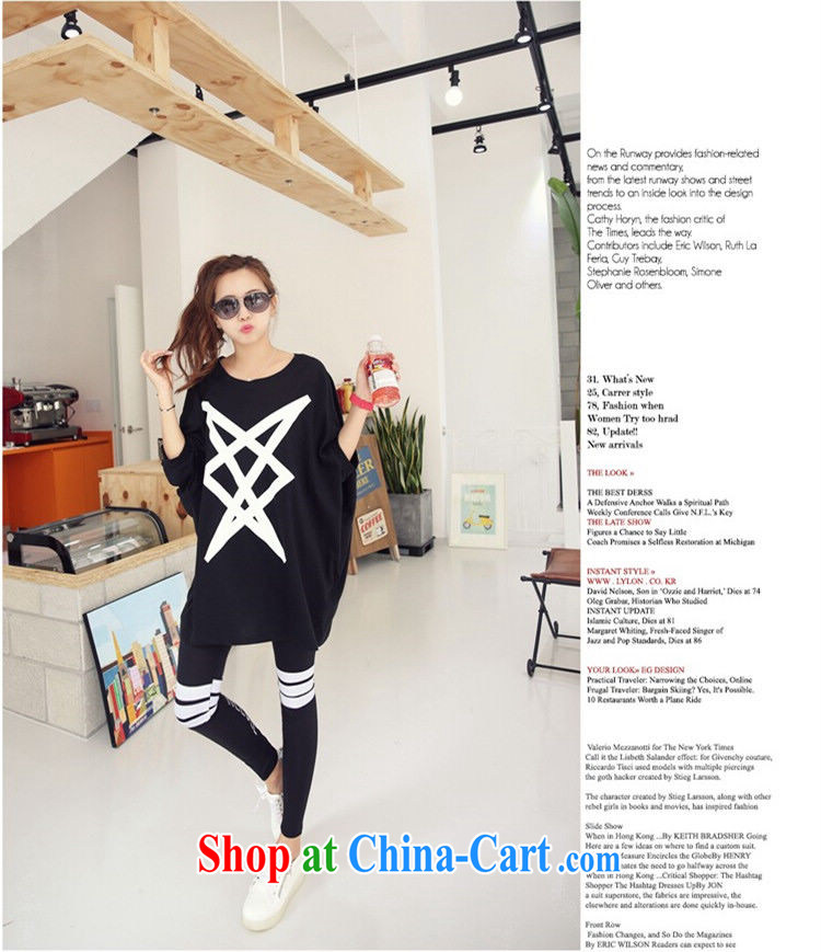 In 2015, spring and summer, Korean version of the greater, ultra-liberal underlined geometry bat sleeves larger version 100 hem graphics thin T pension 200 jack can be seen wearing black are code pictures, price, brand platters! Elections are good character, the national distribution, so why buy now enjoy more preferential! Health