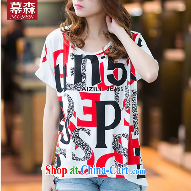 The sum 2015 summer female Korean pure large code 100 hem letter stamp bat sleeves loose irregular stitching thick MMT pension 200 jack can be white, code, Sum, and, on-line shopping