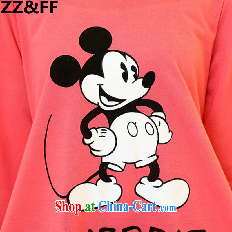 ZZ &FF 2015 spring New, and indeed increase, female fat mm jack 200 long-sleeved shirt T solid T-shirt stylish and relaxed a cartoon T-shirt peach XXXL, ZZ &FF, shopping on the Internet