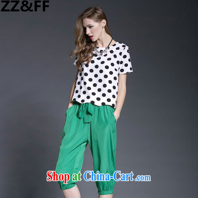 ZZ &FF 2015 the United States and Europe, female summer thick MM new retro dot snow woven shirts, 7 pants two-piece two-piece picture color XL, ZZ &FF, shopping on the Internet