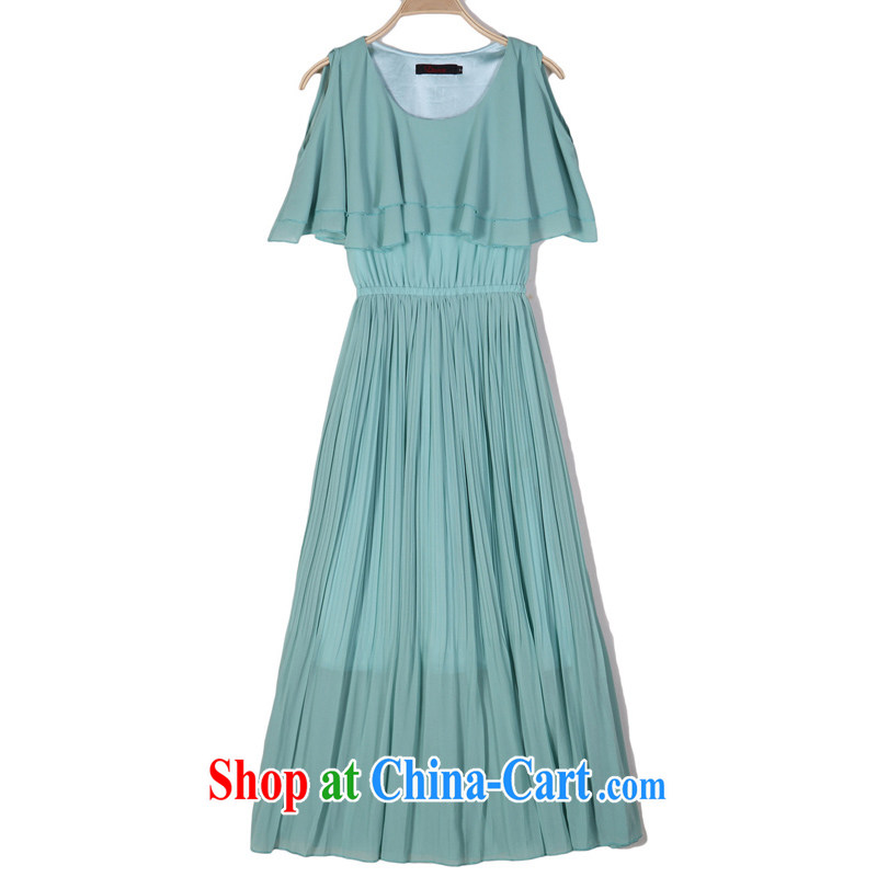 The blue-thick mm summer 2015 new Korean Beauty snow woven skirts thick mm XL female casual terrace 100 shoulder hem the resort the waist dress light blue 4 XL 160 - 175 jack, the blue, and, on-line shopping