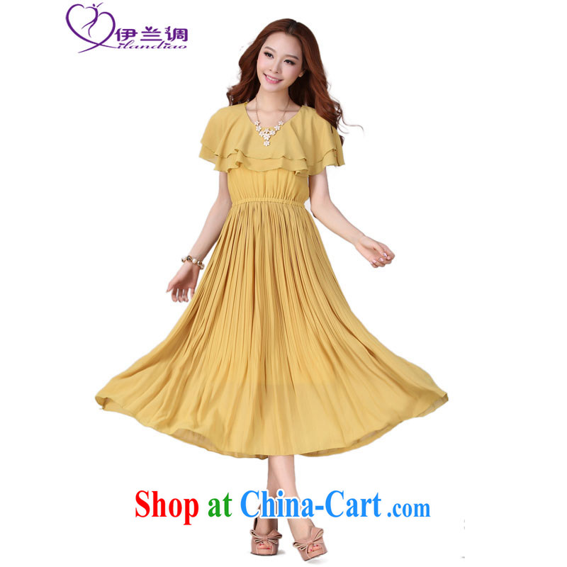 The blue-thick mm summer 2015 new Korean Beauty snow woven skirts thick mm XL female casual terrace 100 shoulder hem the resort the waist dress light blue 4 XL 160 - 175 jack, the blue, and, on-line shopping