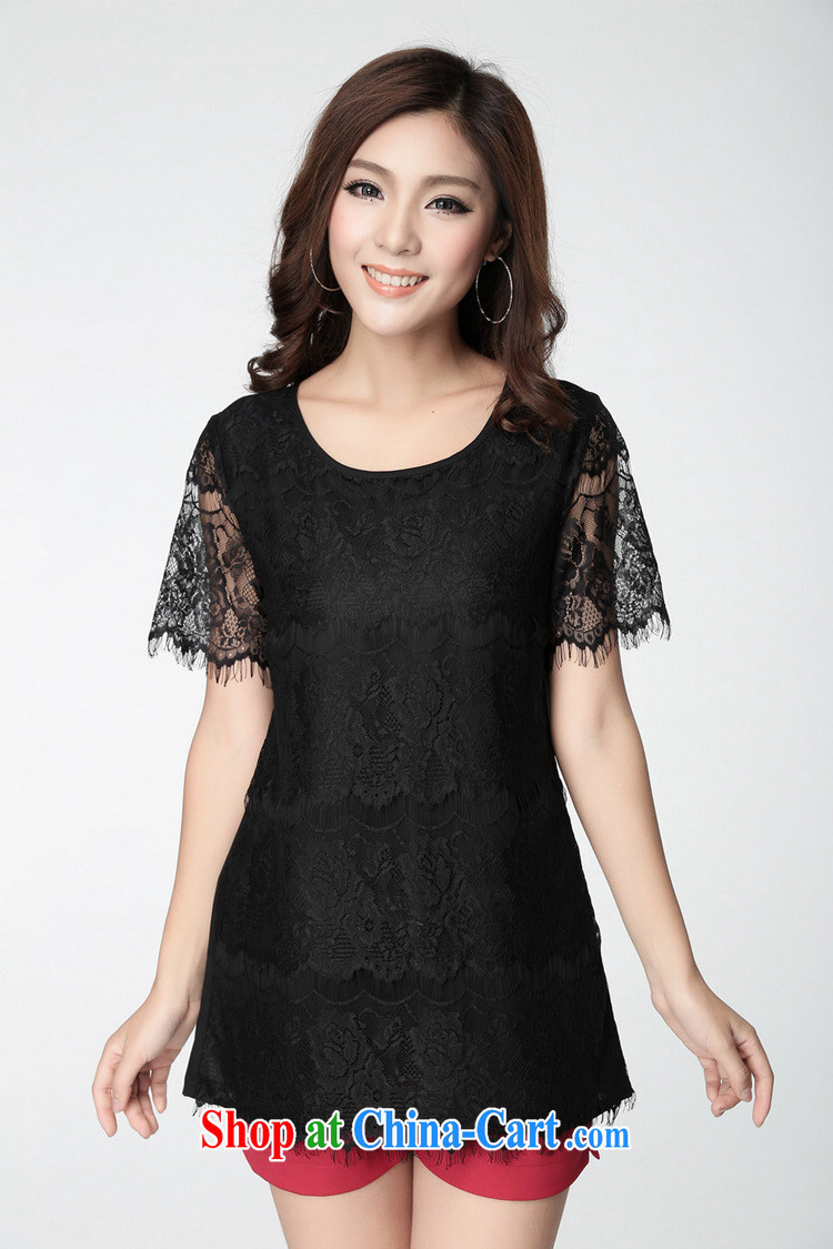 The blue-XL women 2015 summer new cultivating short-sleeve long lace shirt thick mm thick, thick sister beauty lady T shirt lace small black 2 XL 145 - 160 Jack pictures, price, brand platters! Elections are good character, the national distribution, so why buy now enjoy more preferential! Health