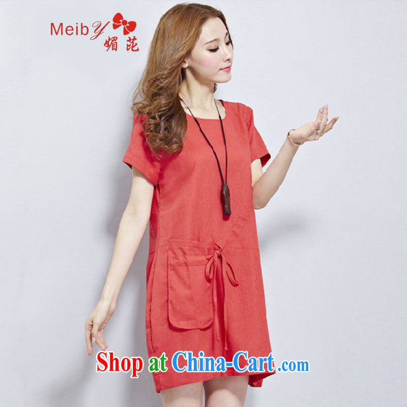 Mei meiby spots at new, larger clothes and stylish 100 to 2015 summer Korean version pocket casual loose cotton Ma dress 2931 #red XXL, Mei Sanitary accommodation (Meiby), online shopping