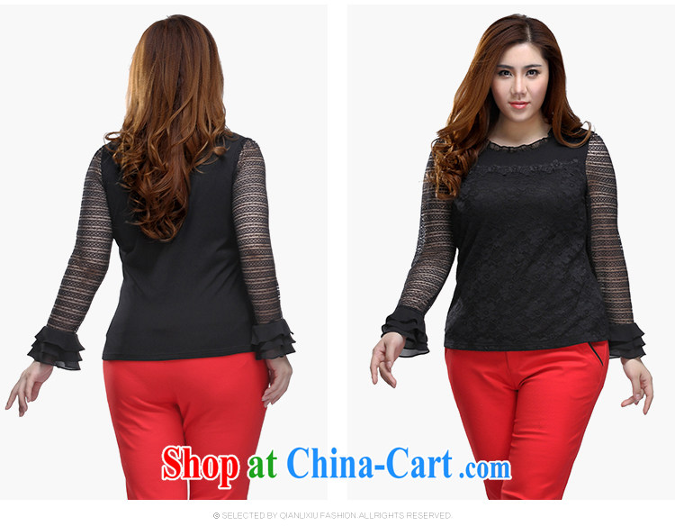 Slim LI Sau 2015 spring and summer new, larger ladies embroidery lace knocked the flouncing sleeves and sexy lace shirt Q 7951 white 4XL pictures, price, brand platters! Elections are good character, the national distribution, so why buy now enjoy more preferential! Health