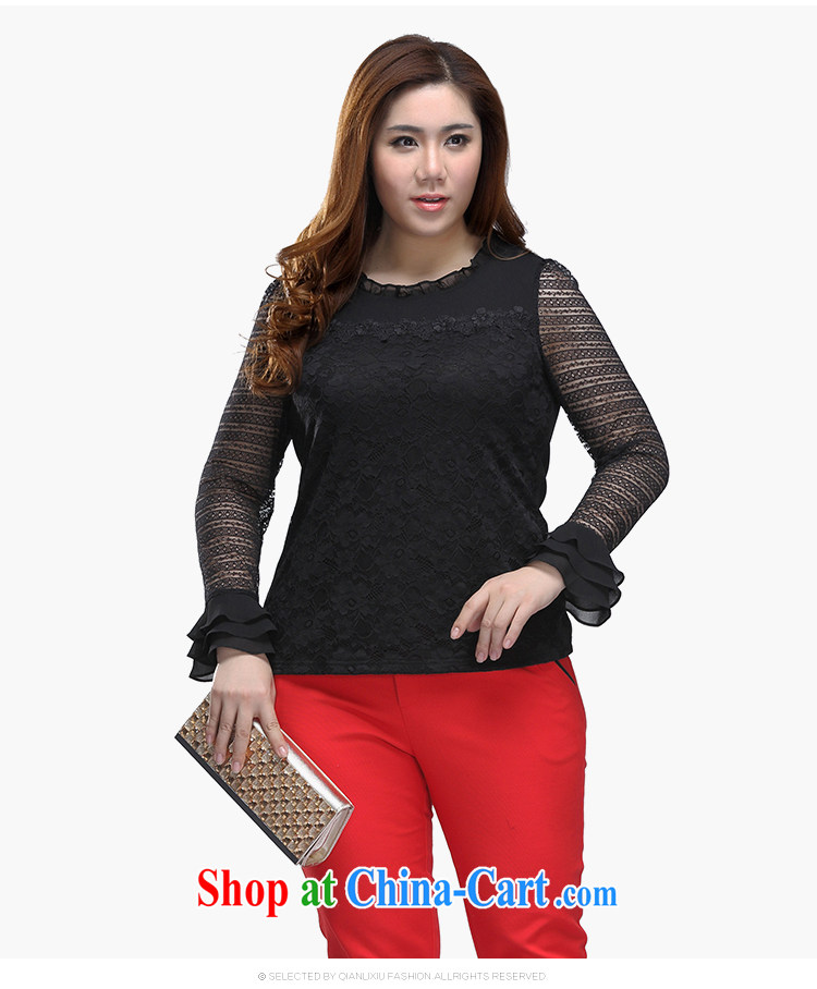 Slim LI Sau 2015 spring and summer new, larger ladies embroidery lace knocked the flouncing sleeves and sexy lace shirt Q 7951 white 4XL pictures, price, brand platters! Elections are good character, the national distribution, so why buy now enjoy more preferential! Health