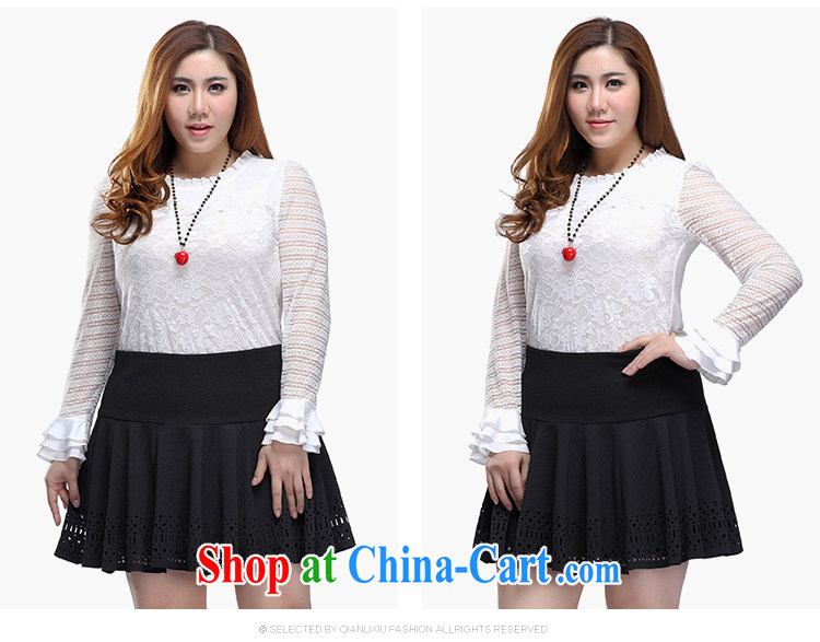 Slim LI Sau 2015 spring and summer new, larger ladies embroidery lace knocked the flouncing sleeves and sexy lace shirt Q 7951 white 4XL pictures, price, brand platters! Elections are good character, the national distribution, so why buy now enjoy more preferential! Health