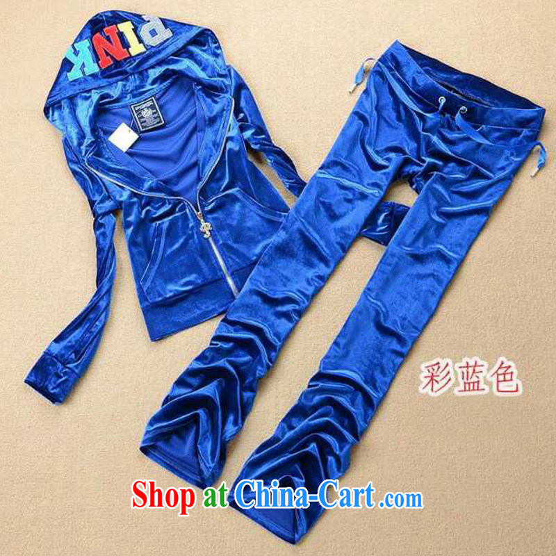 The Superintendent spring 2015 Women's clothes trendy Korean version, clothing and gold velvet sport and leisure clothing female color blue XL colored blue XL, the Superintendent (lanqin), online shopping
