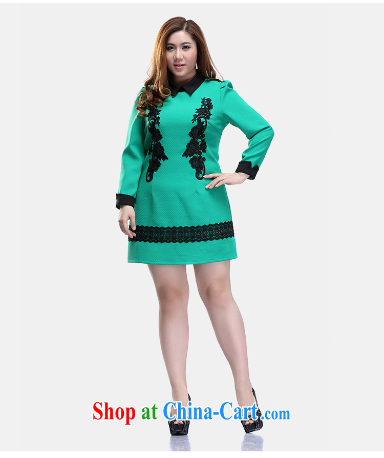 Slim LI Sau 2015 spring and summer with new, larger female H-style lapel retro lace OL long-sleeved dresses Q 7105 green 4 XL pictures, price, brand platters! Elections are good character, the national distribution, so why buy now enjoy more preferential! Health