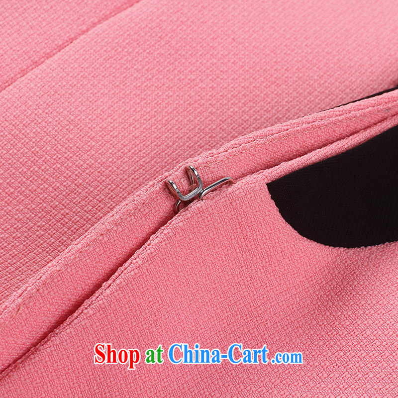 Slim LI Sau 2015 spring new, larger female Korean OL Princess cuff stitching long-sleeved jacket Q 7157 pink 4 XL, slim Li-su, and shopping on the Internet