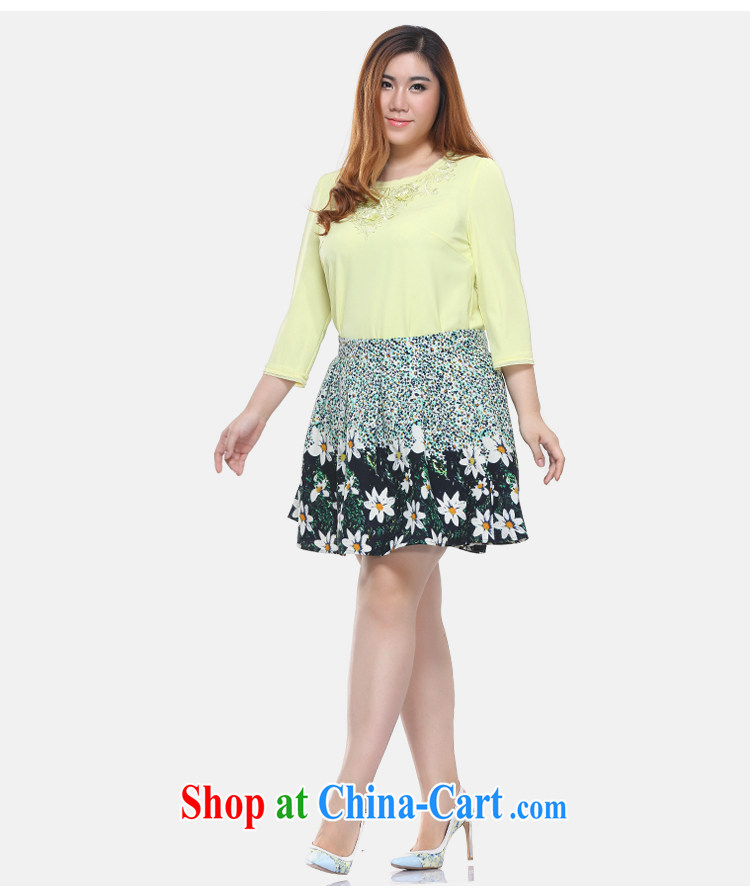 Slim Li-su 2015 spring new, larger female Korean lace flowers 7 cuff round-collar and snow-woven shirts shirt Q 7175 yellow 4 XL pictures, price, brand platters! Elections are good character, the national distribution, so why buy now enjoy more preferential! Health