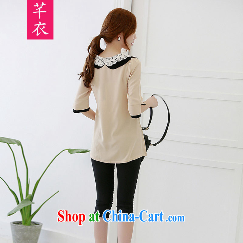 Constitution, 2015 spring and summer load increase, Korean female new dolls in A long-sleeved T-shirt-cultivating sweet temperament small shirt thick sister lady T shirts apricot 3XL 145 - 160 jack, constitution, and, shopping on the Internet