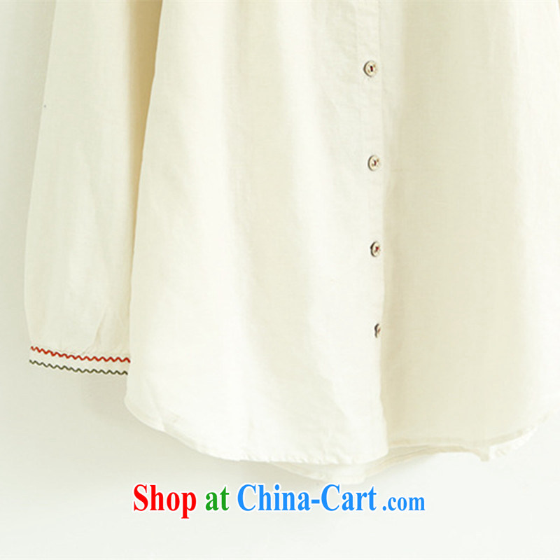 The poem Julia spring linen large code mm thick shirt ethnic wind sum of literary and artistic embroidery cotton the long-sleeved shirt solid white, code, and Julia poetry, and shopping on the Internet