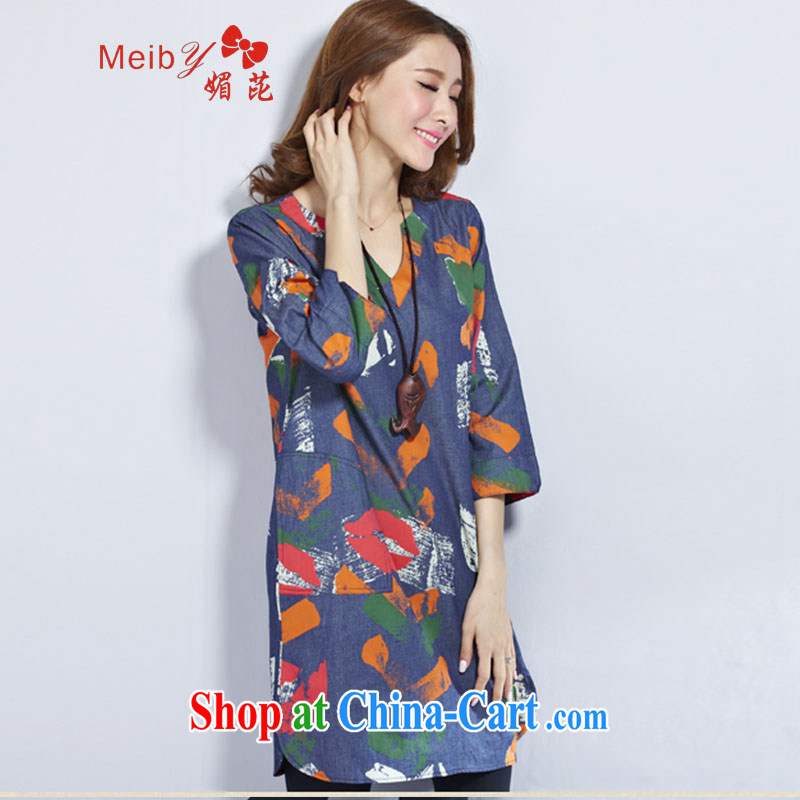 The Code women ground 100 2015 Spring Arts, cotton the female loose the code stamp cowboy dress 2956 #red XXL, Mei Sanitary accommodation (Meiby), shopping on the Internet