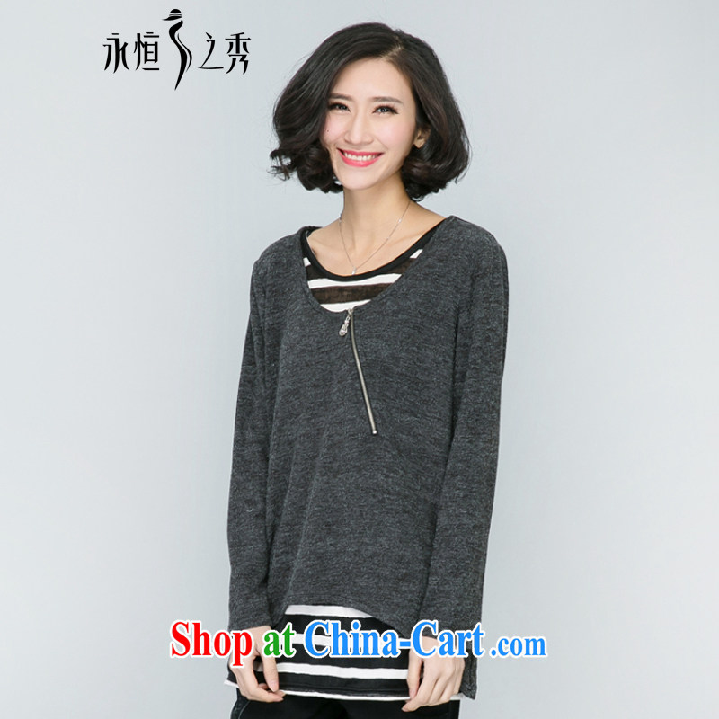Eternal-soo and indeed increase, female T pension 2015 thick sister spring loaded new, thick, thin. The long, striped long-sleeved leave of two part Gray 4 XL, eternal, and the show, online shopping