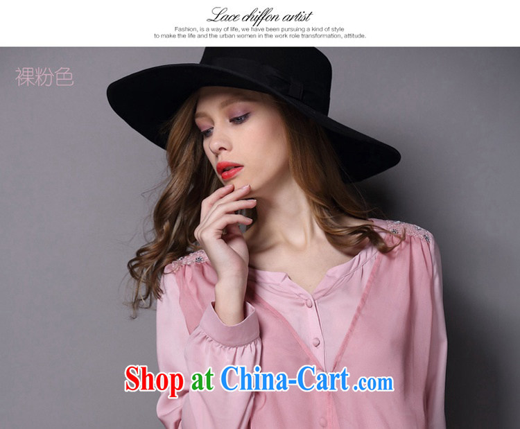 To better snow-woven shirt, long-sleeved 2015 spring new, larger female American big wind lace solid shirt female bare pink spot 5 XL for 175 - 190 Jack pictures, price, brand platters! Elections are good character, the national distribution, so why buy now enjoy more preferential! Health