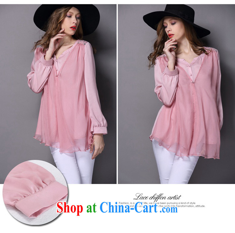 To better snow-woven shirt, long-sleeved 2015 spring new, larger female American big wind lace solid shirt female bare pink spot 5 XL for 175 - 190 Jack pictures, price, brand platters! Elections are good character, the national distribution, so why buy now enjoy more preferential! Health