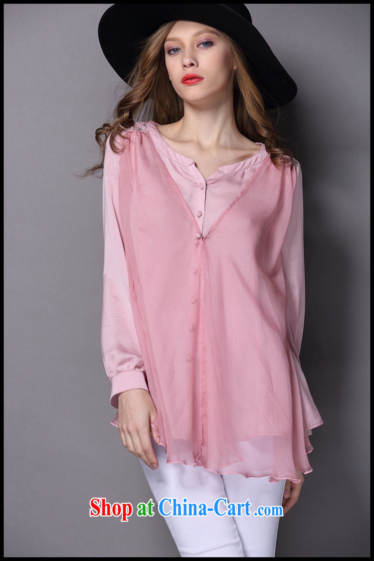 To better snow-woven shirt, long-sleeved 2015 spring new, larger female American big wind lace solid shirt female bare pink spot 5 XL for 175 - 190 Jack pictures, price, brand platters! Elections are good character, the national distribution, so why buy now enjoy more preferential! Health