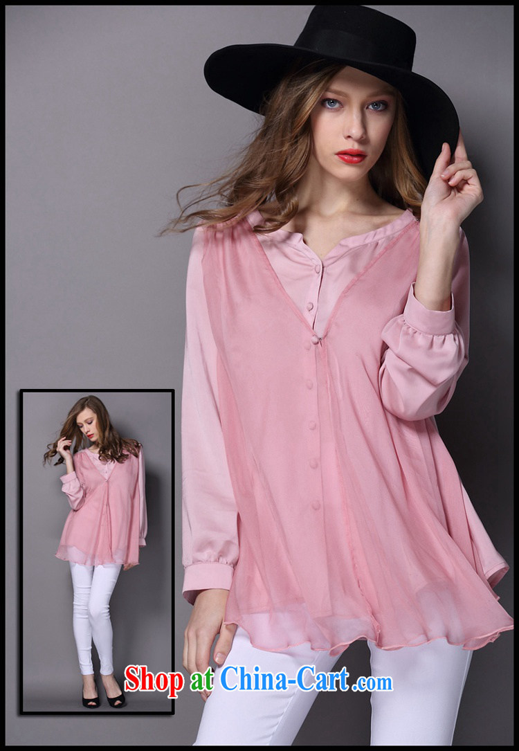 To better snow-woven shirt, long-sleeved 2015 spring new, larger female American big wind lace solid shirt female bare pink spot 5 XL for 175 - 190 Jack pictures, price, brand platters! Elections are good character, the national distribution, so why buy now enjoy more preferential! Health