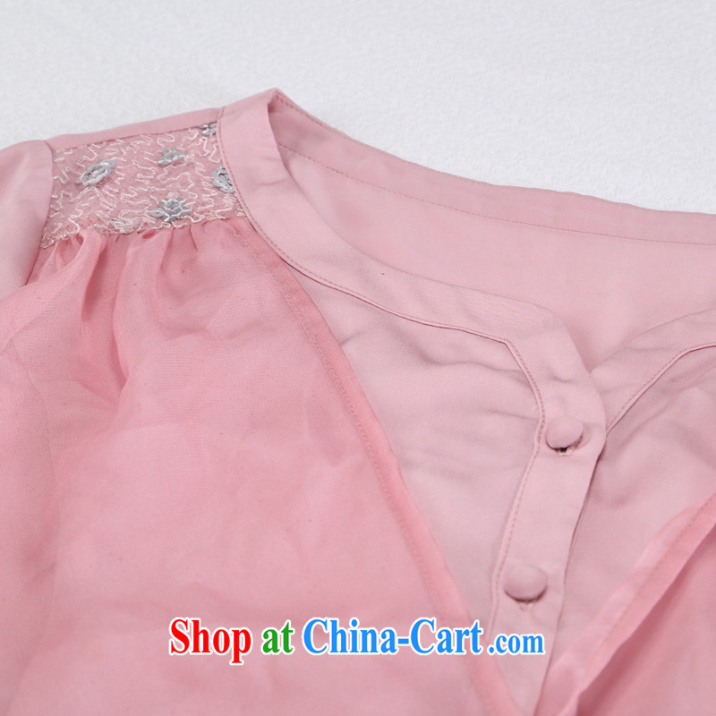 To better snow-woven shirt, long-sleeved 2015 spring new, larger female American big wind lace solid shirt female bare pink in stock 5 XL suitable for 175 - 190 jack, better, and shopping on the Internet