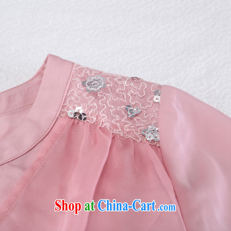 To better snow-woven shirt, long-sleeved 2015 spring new, larger female American big wind lace solid shirt female bare pink in stock 5 XL suitable for 175 - 190 jack, better, and shopping on the Internet