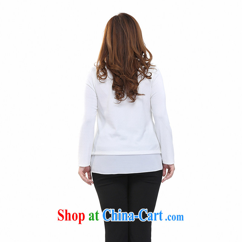 Slim LI Sau 2015 spring new, larger female minimalist Stamp Set long-sleeved T-shirt and 100 ground sweater solid shirt Q 7300 m White 4XL, slim Li-su, and shopping on the Internet