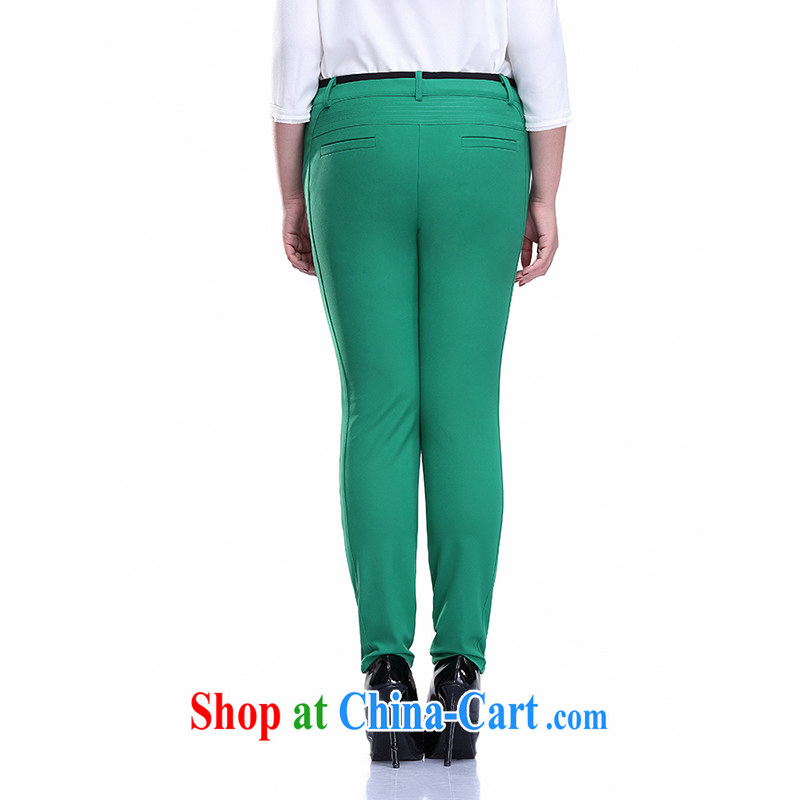 Slim LI Sau 2015 spring and summer with new, larger female fashion hit color Stretch video thin 100 ground leisure pencil trousers castor pants Q 7125 green 5 XL, slim Li-su, and shopping on the Internet