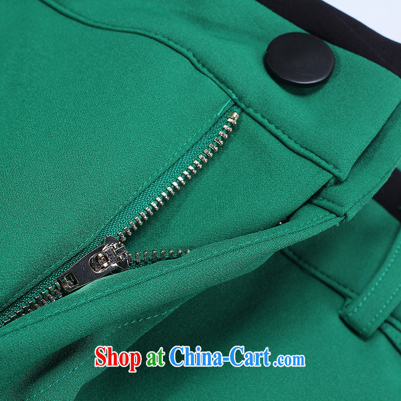 Slim LI Sau 2015 spring and summer with new, larger female fashion hit color Stretch video thin 100 ground leisure pencil trousers castor pants Q 7125 green 5 XL, slim Li-su, and shopping on the Internet