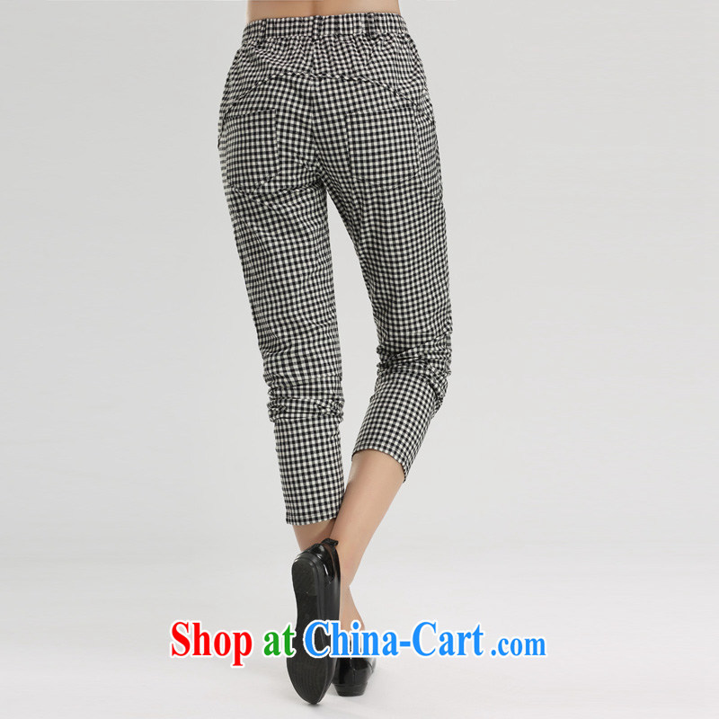 Water with the Code's 2015 spring Korean high waist leisure video thin checkered long pants S CW 15 4542 black-and-white grid XXL, water itself (SHUIMIAO), online shopping