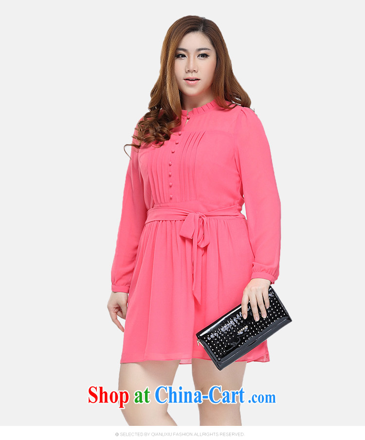 Slim Li-su 2015 spring and summer new, larger female Solid Color bow tie and collar snow woven long-sleeved dresses Q 7233 watermelon red 4XL pictures, price, brand platters! Elections are good character, the national distribution, so why buy now enjoy more preferential! Health