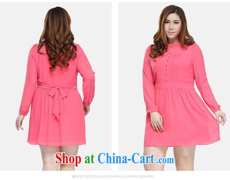 Slim Li-su 2015 spring and summer new, larger female Solid Color bow tie and collar snow woven long-sleeved dresses Q 7233 watermelon red 4XL pictures, price, brand platters! Elections are good character, the national distribution, so why buy now enjoy more preferential! Health