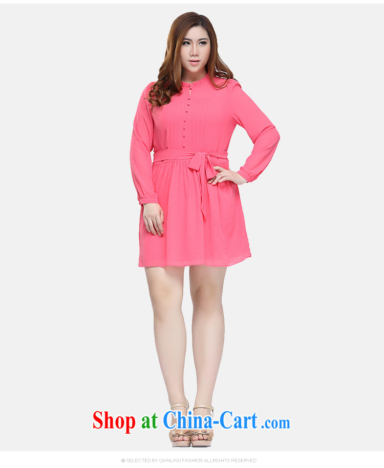 Slim Li-su 2015 spring and summer new, larger female Solid Color bow tie and collar snow woven long-sleeved dresses Q 7233 watermelon red 4XL pictures, price, brand platters! Elections are good character, the national distribution, so why buy now enjoy more preferential! Health