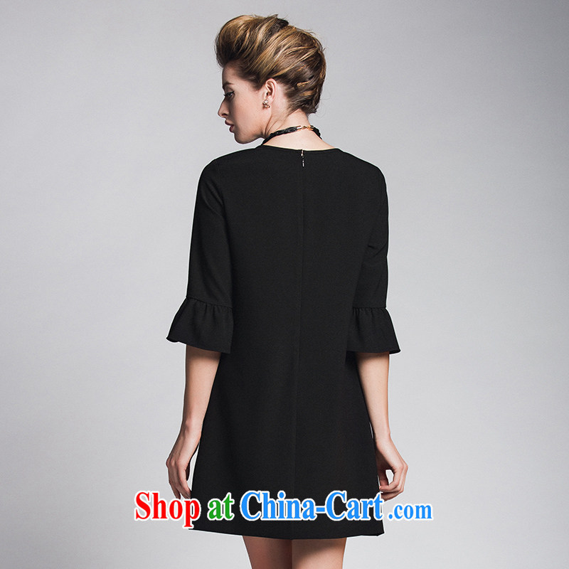 The Mak is the female 2015 spring new thick mm stylish lady embroidered graphics thin dress 951106032 black 3 XL, former Yugoslavia, Mak, and shopping on the Internet