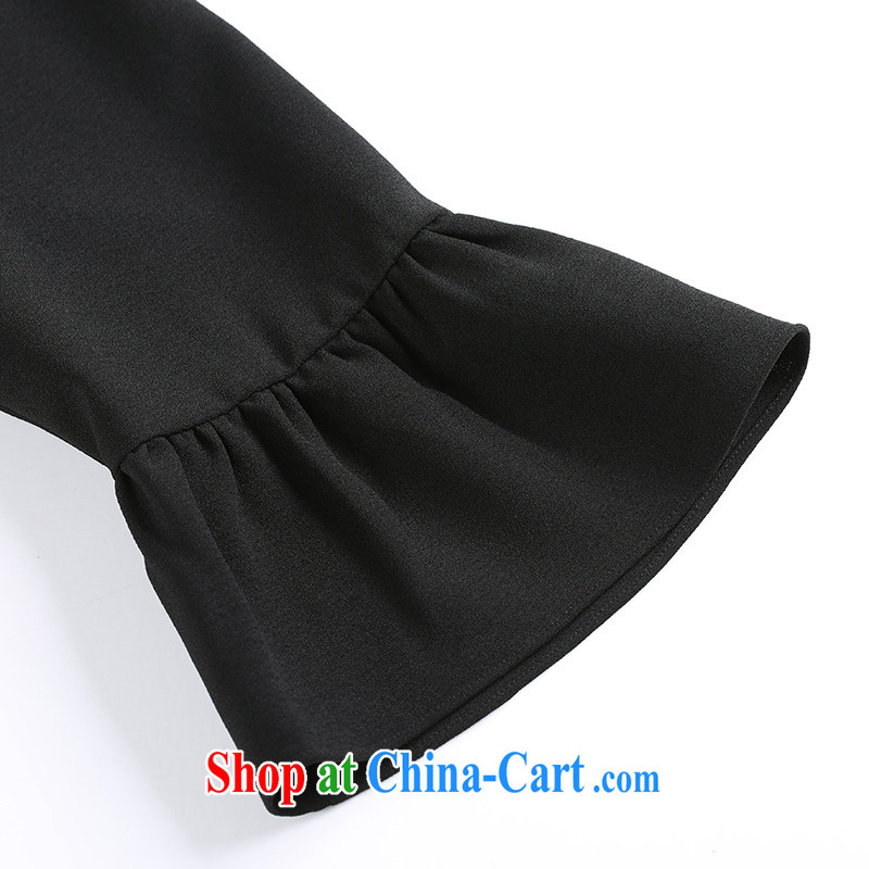 The Mak is the female 2015 spring new thick mm stylish lady embroidered graphics thin dress 951106032 black 3 XL, former Yugoslavia, Mak, and shopping on the Internet