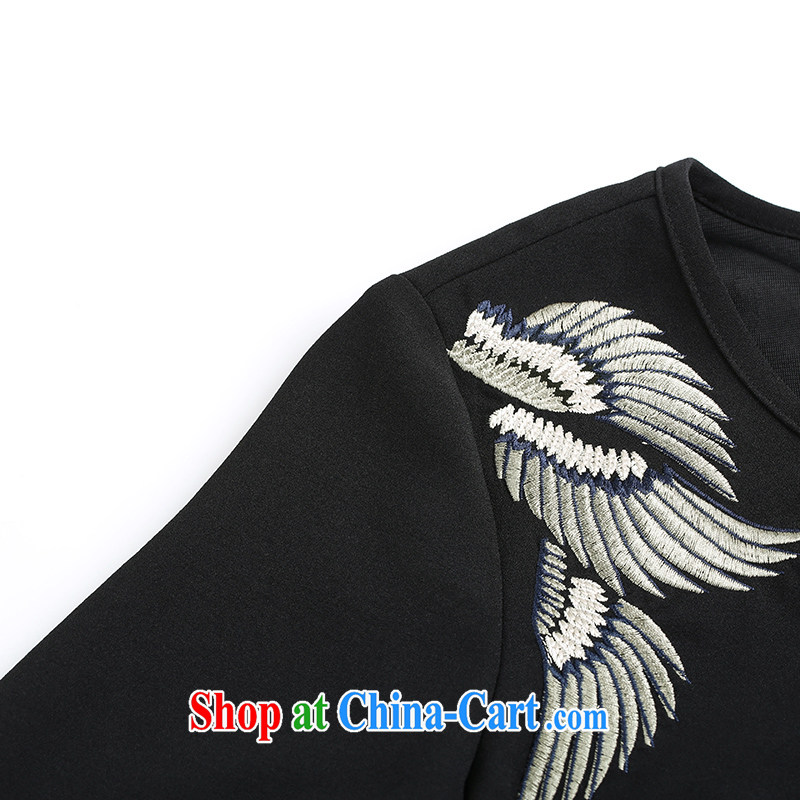 The Mak is the female 2015 spring new thick mm stylish lady embroidered graphics thin dress 951106032 black 3 XL, former Yugoslavia, Mak, and shopping on the Internet