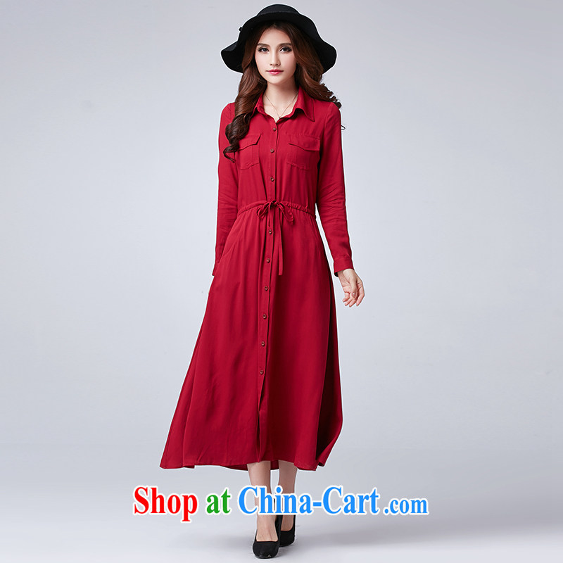 Cross-sectoral expertise provided MM 2015 spring and summer new, larger female Korean version graphics thin the length of the cuff with double-yi long skirt 2597 red 5 XL, cross-sectoral provision (qisuo), online shopping