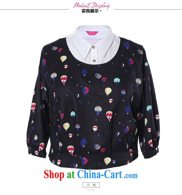 Slim LI Sau 2015 spring and summer new, larger female stamp lapel 7 short sleeve T-shirt, Q 7561 black 2 XL pictures, price, brand platters! Elections are good character, the national distribution, so why buy now enjoy more preferential! Health