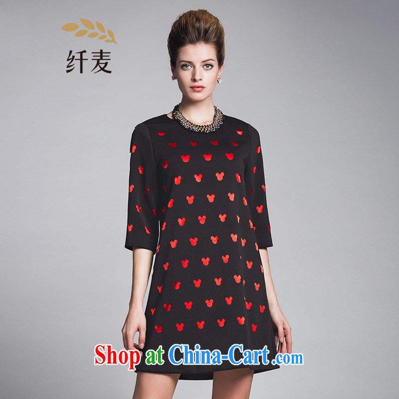 The Mak is the female 2015 spring new thick mm stylish lady biological air cuff dress 951106033 black 3 XL